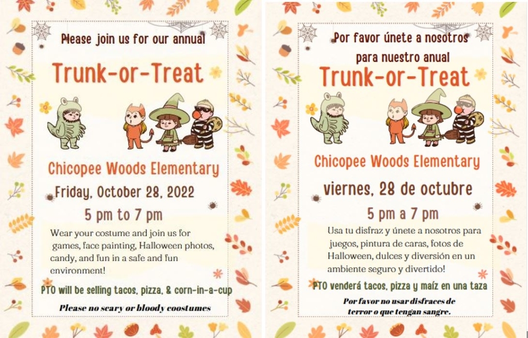 Trunk or Treat This Friday Chicopee Woods Elementary